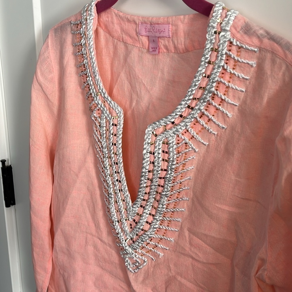 Lilly Pulitzer Linen Amelia Island Tunic EUC - Picture 5 of 13